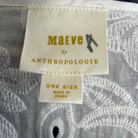 Anthropologie Maeve White Eyelet Romantic Ruffle Kimono Resortwear Cruise Travel - Picture 9 of 9